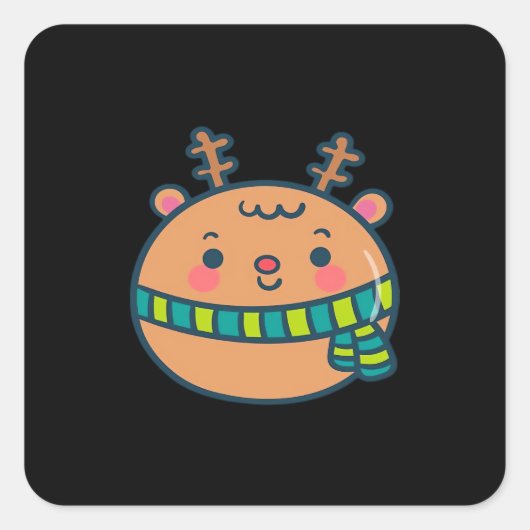 Cute Christmas Deer Festive Classic Design Vierkante Sticker (Voorkant)