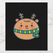 Cute Christmas Deer Festive Classic Design Wijn Etiket (Enkel label)