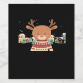 Cute Christmas Deer Minimal Design Wijn Etiket (Enkel label)