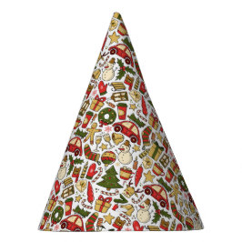 Cute Christmas Doodle Party Hat Feesthoedjes