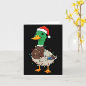 Cute Christmas Duck Mallard With Xmas Lights  Kaart (Gele Bloem)