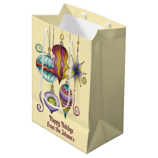 Cute Christmas, Elegant and Fancy Glass Ornaments Medium Cadeauzakje (Voorkant Gekanteld)