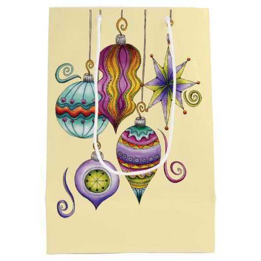 Cute Christmas, Elegant and Fancy Glass Ornaments Medium Cadeauzakje (Achterkant)