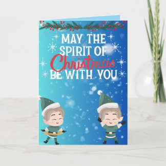 Cute Christmas Elf Duo Holiday Greeting Kaart