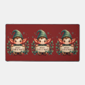 Cute Christmas Elf Holding Merry Sign Red (Recto)