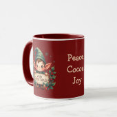 Cute Christmas Elf Holding Merry Sign Red Mok (Voorkant links)