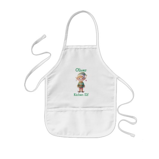 Cute Christmas Elf Personalized Kinder Schort (Voorkant)
