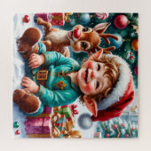 Cute Christmas Elf & Reindeer Legpuzzel (Horizontaal)