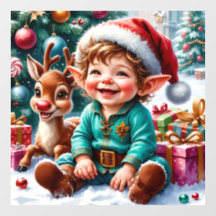 Cute Christmas Elf & Reindeer 