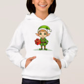 Cute Christmas Elf with Gift – Holiday Hoodie (Devant)