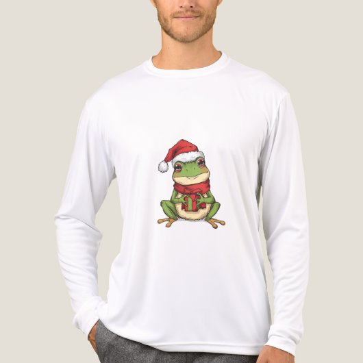Cute Christmas Frog Sweater - Santa Frog Holding G Tri-Blend Shirt (Voorkant volledig)