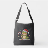 Cute Christmas Frog With Candy Cane - Funny Holida Crossbody Tas (Voorkant)