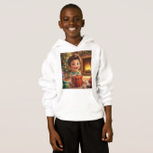 Cute Christmas Gift Opening Cartoon Kid Hoodie – H (Devant entier)
