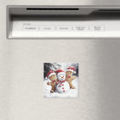 Cute Christmas Gingerbread and Snowman Magnet Magneet (Insitu (Vaatwasser))