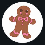 Cute Christmas Gingerbread Boy Cookie Stickers<br><div class="desc">Un mignon garçon en pain d'épice décore cet autocollant de vacances ! Idéal pour les albums à gratter,  les enveloppes,  etc...  Le design est issu de l'art original.</div>