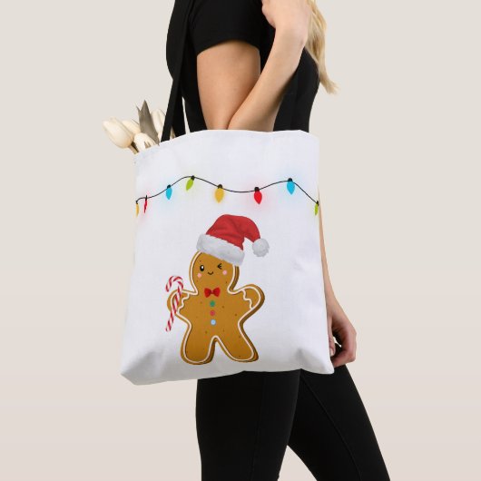 Cute Christmas Gingerbread Man Tote Bag (Dichtbij)