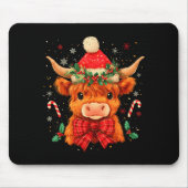 Cute Christmas Highland Cow Mooey Xmas Heifer Sant Muismat (Voorkant)