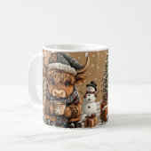 Cute Christmas Highland Cow Mug – Cozy Winter Mug (Devant gauche)