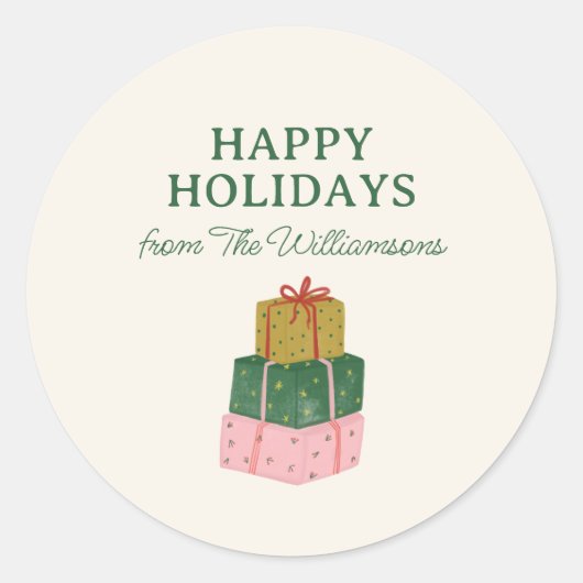 Cute Christmas Holidays Gift From Personalized  Ronde Sticker (Voorkant)
