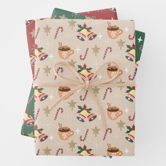 Cute Christmas Hot Cocoa Party Pattern Inpakpapier Vel (In situ)