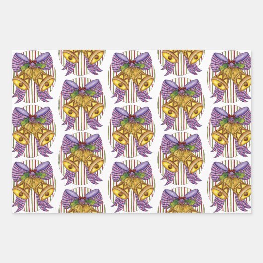 Cute Christmas Jingle Bells with Ribbon and Bow Inpakpapier Vel (Voorkant 2)