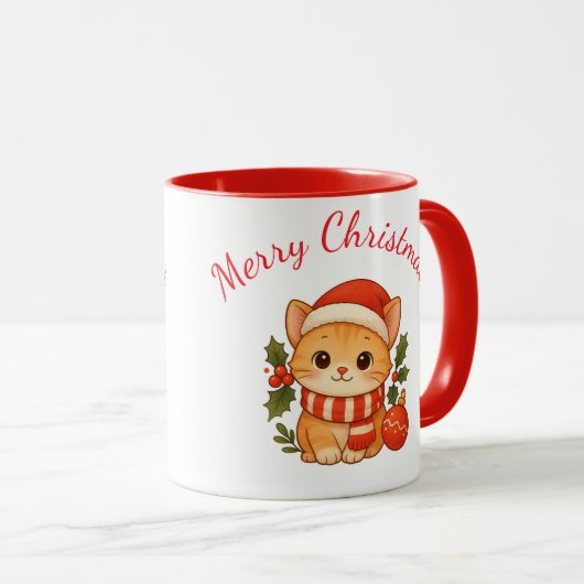 Cute Christmas Kitten Mug  (Devant droit)