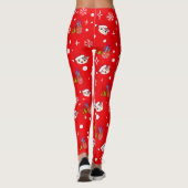 Cute Christmas Kitty Red Leggings (Dos)