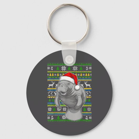 Cute Christmas Manatee Shirt, Manatee Ugly Xmas Sw Sleutelhanger (Voorkant)