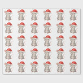 Cute Christmas Mouse in Santa Hat Cadeaupapier (Vlak)