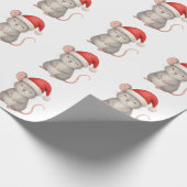 Cute Christmas Mouse in Santa Hat Cadeaupapier (Hoek)