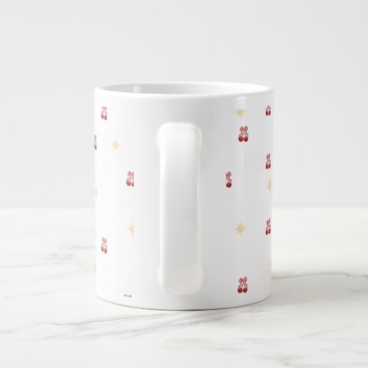 “Cute Christmas Mug with Red Bow Wreath" Extra Grote Beker (Achterkant)