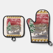 Cute Christmas  Ovenwant & Pannenlap Set (Voorkant)