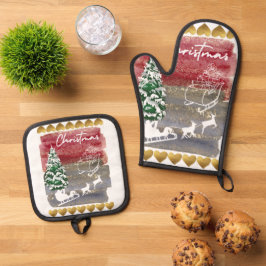 Cute Christmas  Ovenwant & Pannenlap Set