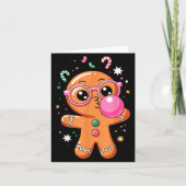 Cute Christmas Pajama Gingerbread Blowing Bubble G Kaart (Voorkant)