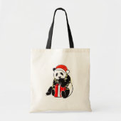 Cute Christmas Panda Tote Bag – Minimal Holiday (Voorkant)