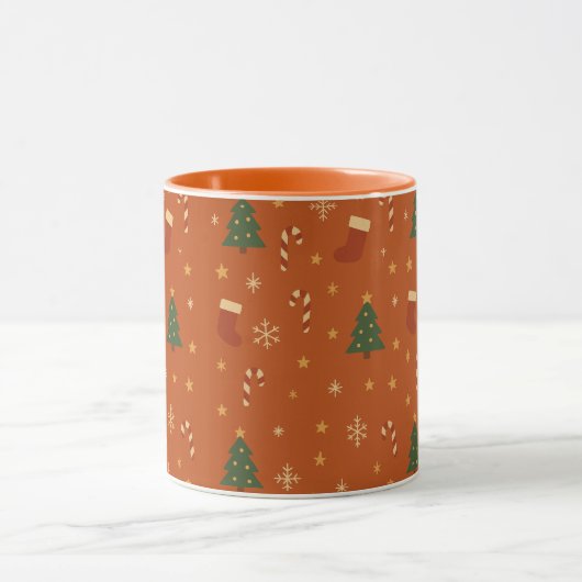 Cute Christmas Pattern – Candy Canes, Trees Mok (Midden)