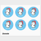 Cute Christmas Penguin Candy Cane Name Stickers (Vel)
