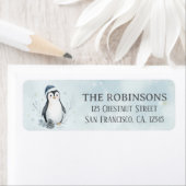 Cute Christmas Penguin Custom Christmas Etiket (Insitu)