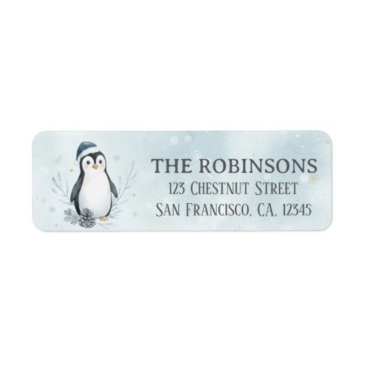 Cute Christmas Penguin Custom Christmas Etiket (Voorkant)