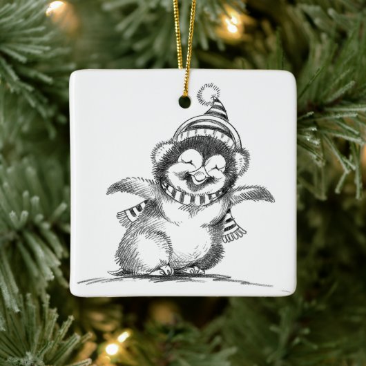 Cute Christmas Penguin, Happy Baby Bird Keramisch Ornament (Boom)