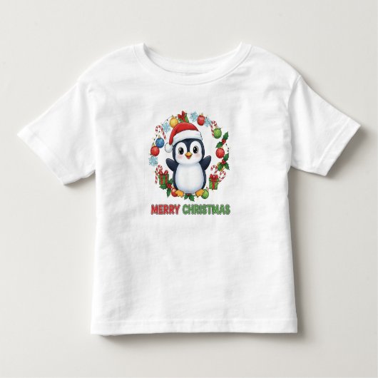 Cute Christmas Penguin Illustration  Kinder Shirts (Voorkant)
