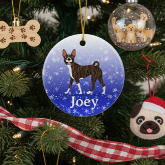 Cute Christmas Personalized  Basenji Brindle Keramisch Ornament