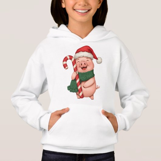 Cute Christmas Pig Kids Hoodie (Devant)
