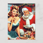 Cute Christmas Pin-up and Santa Claus Briefkaart (Voorkant)
