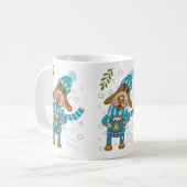 Cute Christmas Pup Boire Hot Cocaca Mug de vacance (Devant gauche)