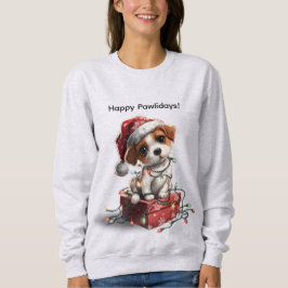 Cute Christmas Puppy on Gift Box Trui