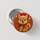 Cute Christmas Puppy Ronde Button 3,2 Cm (Voorkant /achterkant)