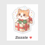 Cute Christmas Puppy Sticker & Magnet Adorable cat (Feuille)