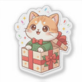 Cute Christmas Puppy Sticker & Magnet Adorable cat (Devant)