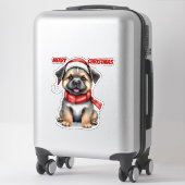 Cute Christmas Puppy Sticker | "Merry Christmas" (Sur valise)